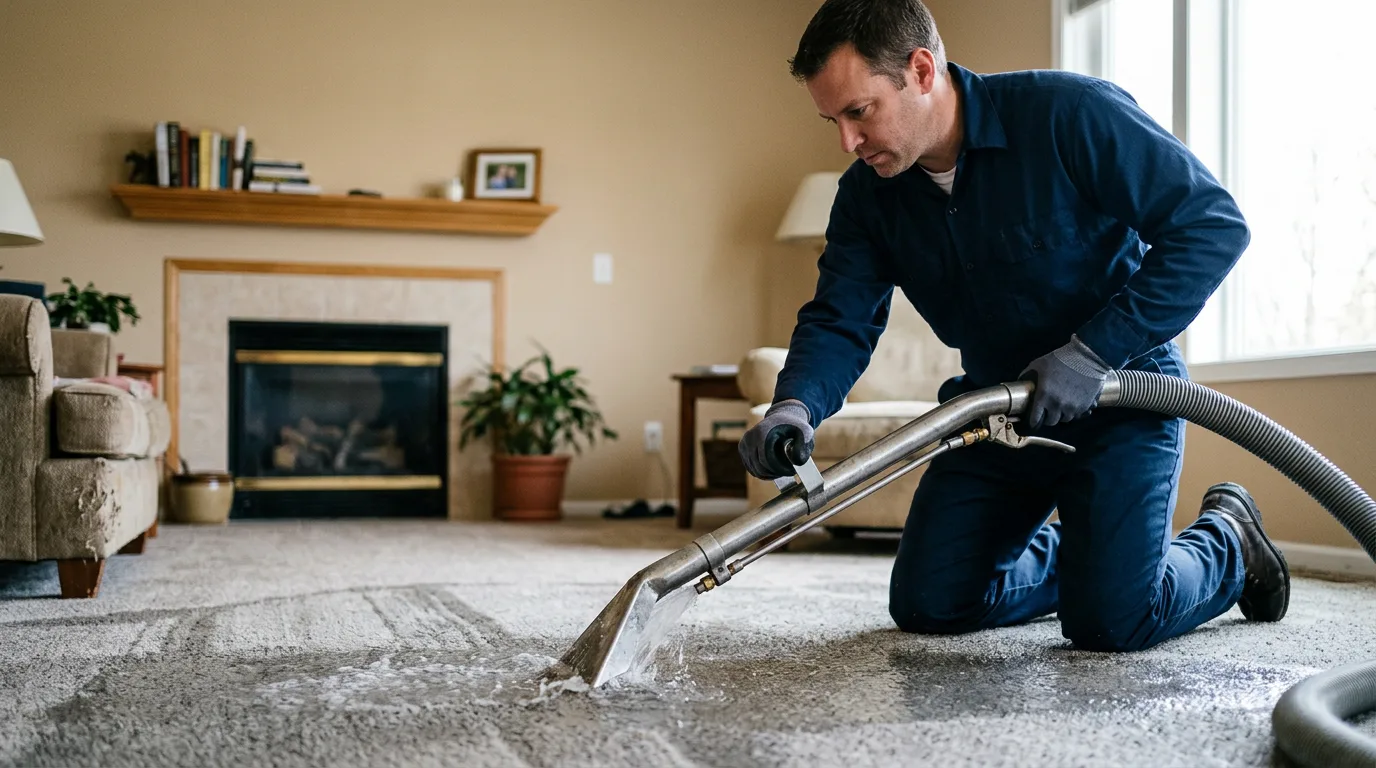 Water damage restoration technician working near Avalon, TX